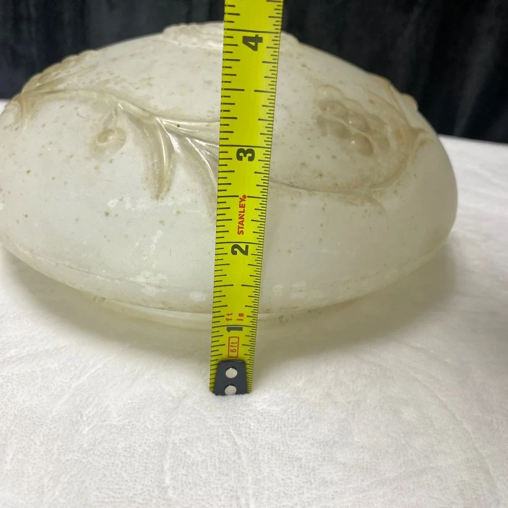 Vintage MCM Frosted Glass Dome Embossed Grapes Vine Light Fixture Cover‎ Globe